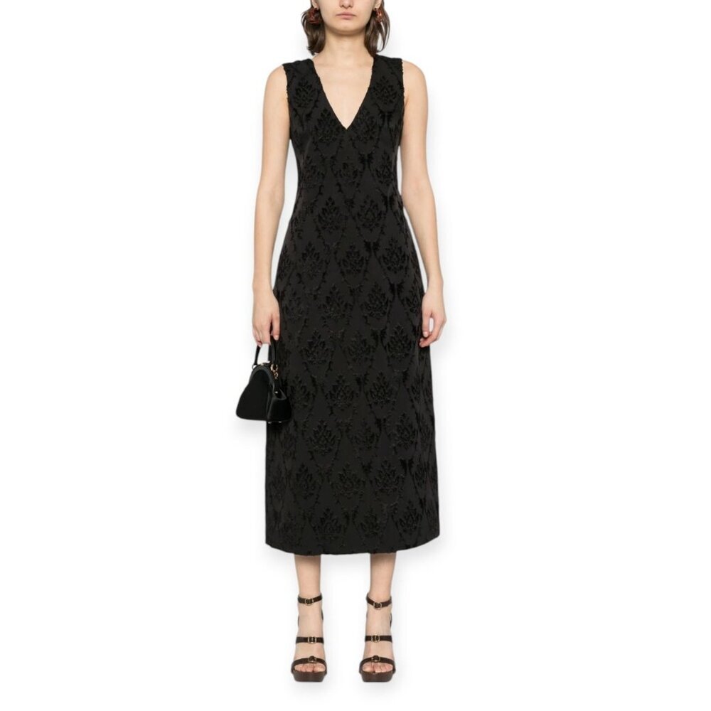 Ulla Johnson Elara Black Textured Midi Dress, Size‎ 6, New with tag